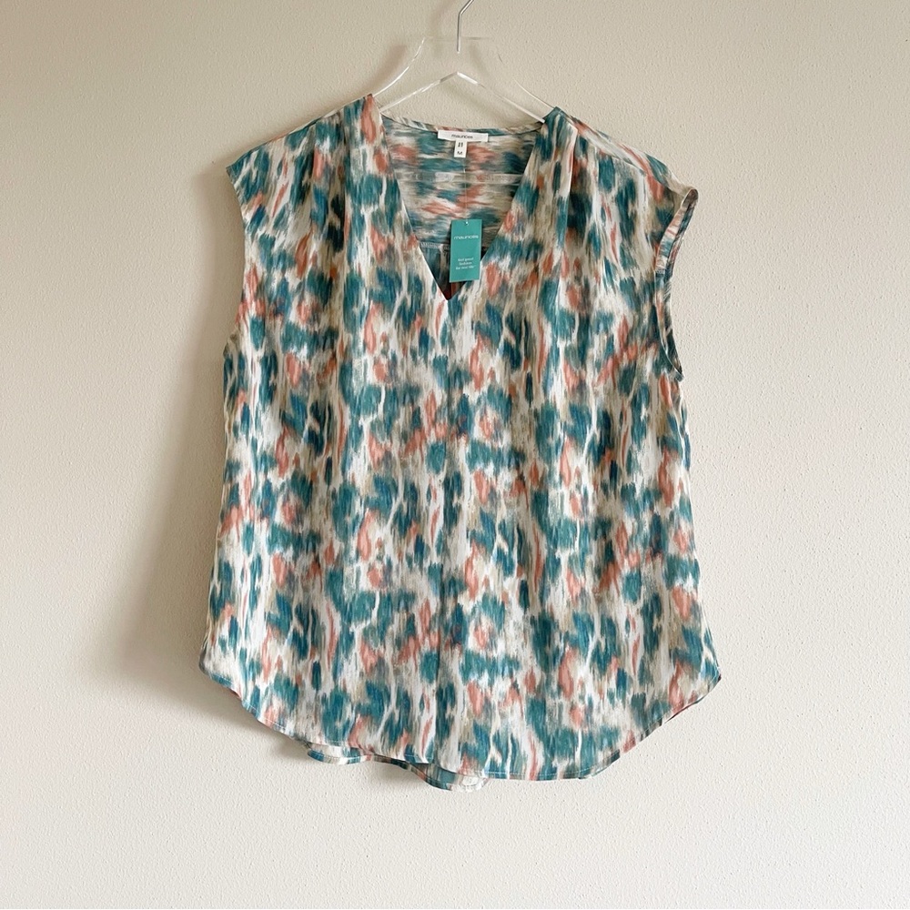NWT new with tags Maurices green Sleeveless Blouse with Mandarin Collar medium
